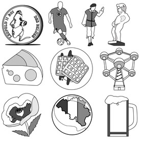 Belgium traditional symbols black and white vector