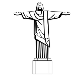 Christ the Redeemer statue black and white clipart