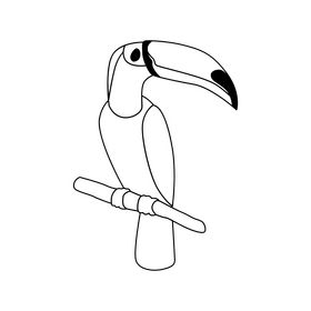 Toco toucan black and white clipart