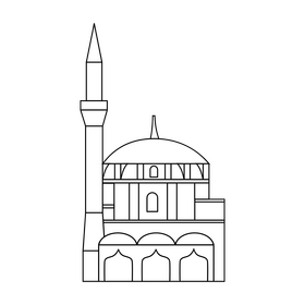 Banya Bashi Mosque black and white clipart