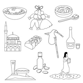Bulgaria traditional symbols black and white vector