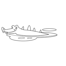 Alligator swimming in the lake black and white clipart