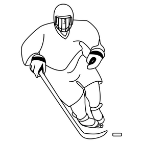 Ice hockey player black and white clipart