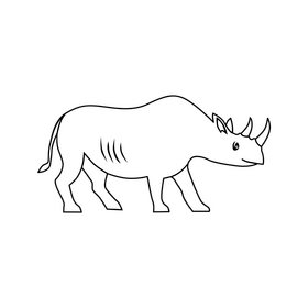 Black rhinoceros black and white clipart