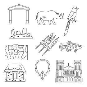 Central African Republic set black and white vector