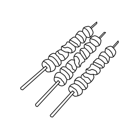 Chichinga kebab black and white clipart