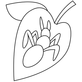 Ant on the leaf black and white clipart