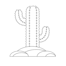 Cactus black and white clipart