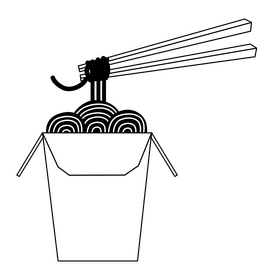 Chinese food black and white clipart