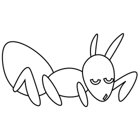 Ant sleeping black and white clipart
