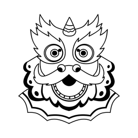 Lion dance black and white clipart