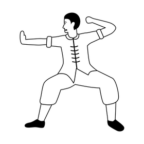 Kung fu black and white clipart