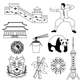 China traditional symbols black and white vector