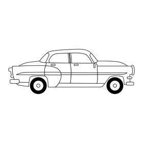 Classic cuban car black and white clipart