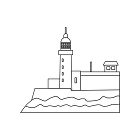 Morro Castle Havana black and white clipart