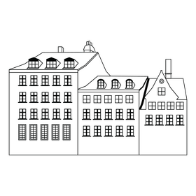 Denmark, Coperhagen apartments black and white clipart