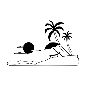 Punta cana beach black and white clipart