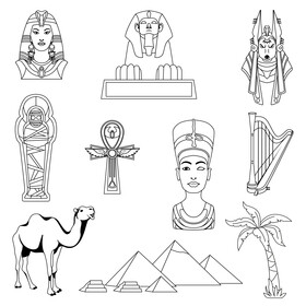 Egypt traditional symbols black and white vector