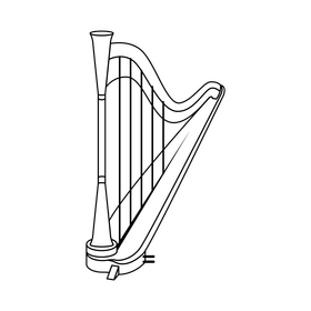 Harp black and white clipart