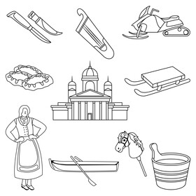 Finland traditional symbols black and white vector