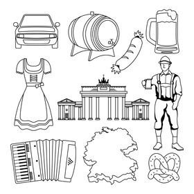 Germany traditional symbols black and white vector