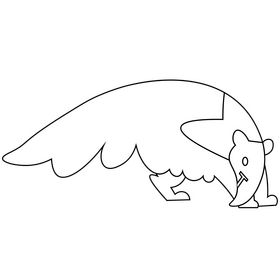 Cartoon anteater black and white clipart