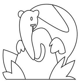 Anteater and ant colony black and white clipart