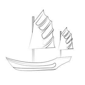 Hong Kong boat Aqua Luna black and white clipart