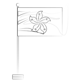Hong Kong flag black and white clipart