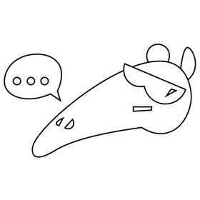 Cartoon anteater cool black and white clipart