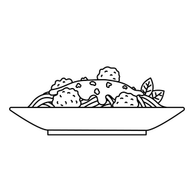 Italian spaghetti black and white clipart