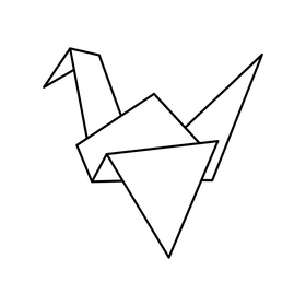 Origami black and white clipart