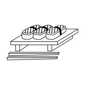 Japanese sushi black and white clipart