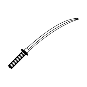 Katana sword black and white clipart