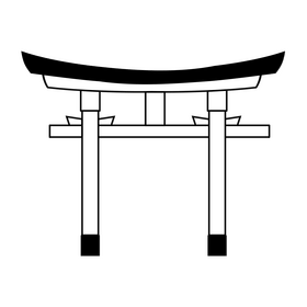 Torii gate black and white clipart