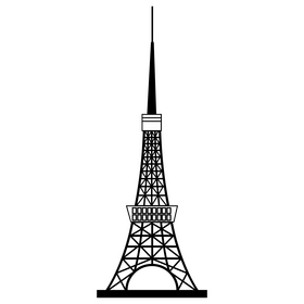 Tokyo Tower black and white clipart