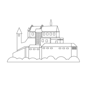 Vianden Castle black and white clipart