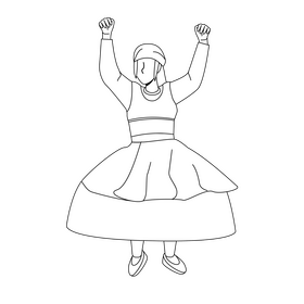 Folk dance Luxembourg black and white clipart