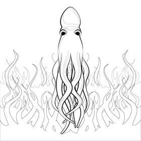 Octopus drawing black and white vector