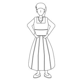 Macau traditional clothing black and white clipart