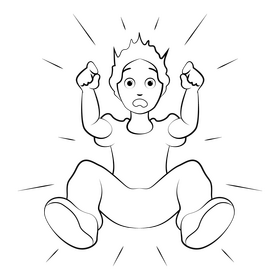 Boy fall down black and white clipart