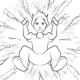 Boy fall down black and white vector