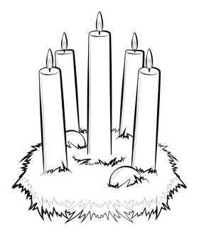 Advent candle decorations black and white clipart
