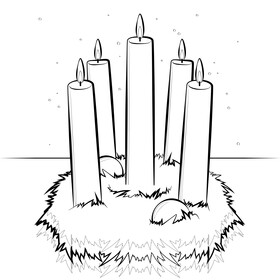 Advent candle decorations black and white vector