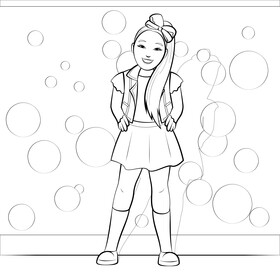 Jojo siwa cartoon black and white vector