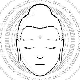 Buddha head black and white vector