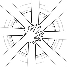Diversity drawing black and white vector