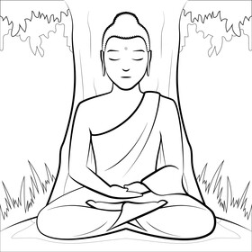 Buddha drawing black and white vector
