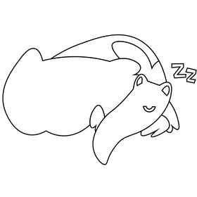 Cartoon anteater sleeping black and white clipart