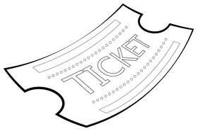 Ticket black and white clipart